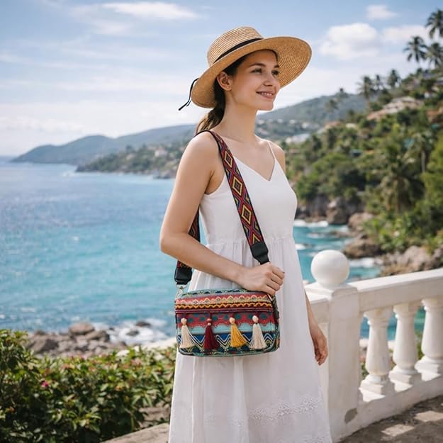Embroidered Crossbody Sling Bag