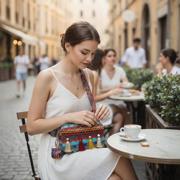 Embroidered Crossbody Sling Bag