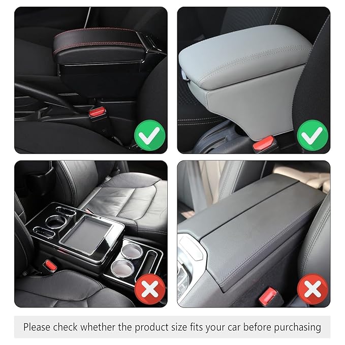 Car Armrest Cushion Pad with Side Pocket
