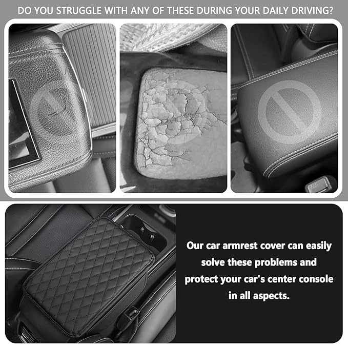 Car Armrest Cushion Pad with Side Pocket