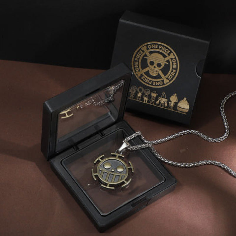 One Piece Luffy Ace Skull Pendant Necklace for Men
