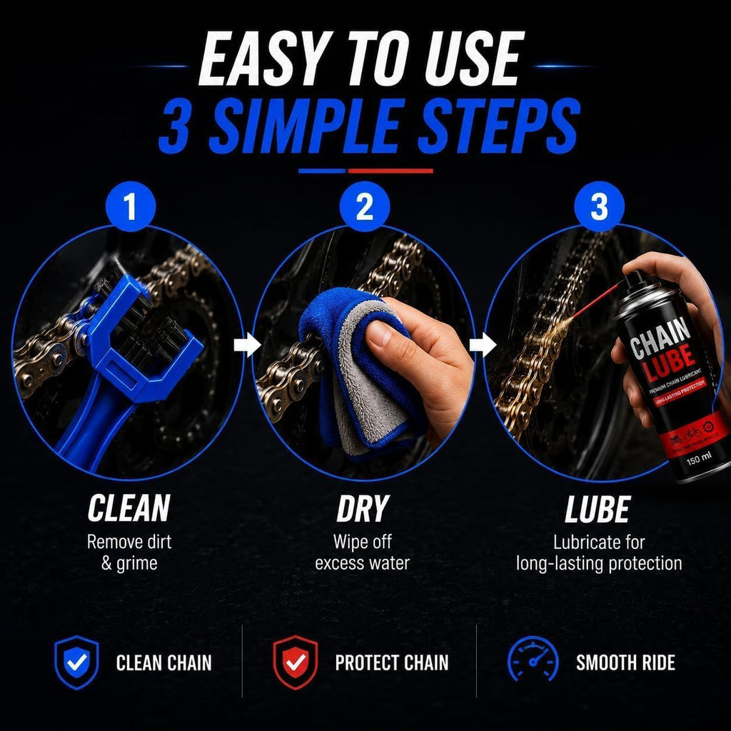 Bike Chain Cleaning Brush with Chain Cleaner (Set of 4, Multicolor)