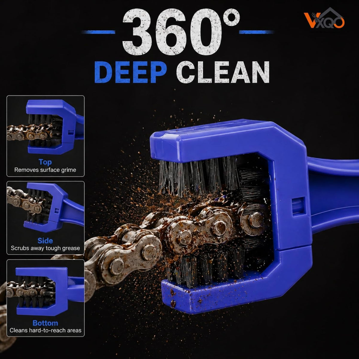 Bike Chain Cleaning Brush with Chain Cleaner (Set of 4, Multicolor)