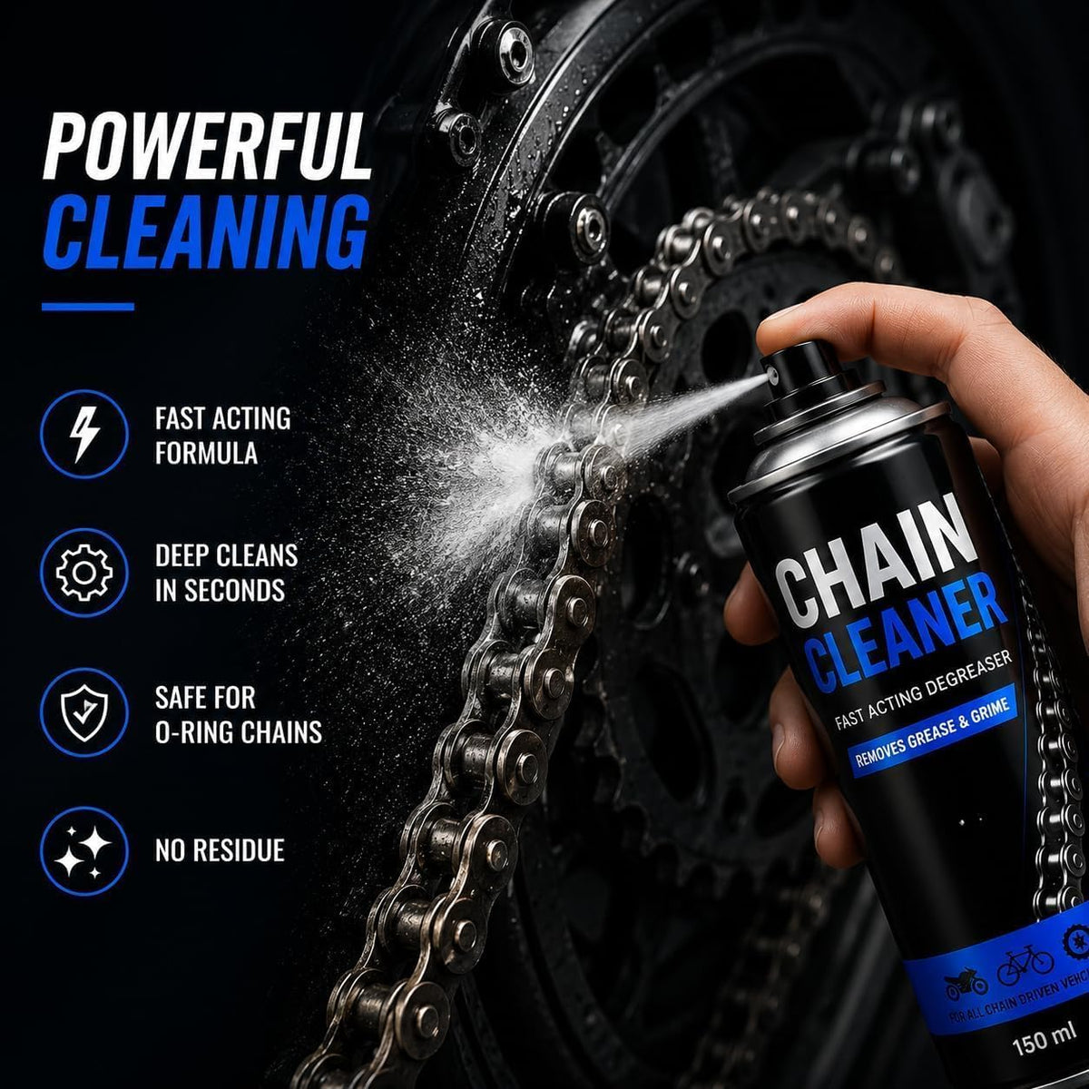 Bike Chain Cleaning Brush with Chain Cleaner (Set of 4, Multicolor)