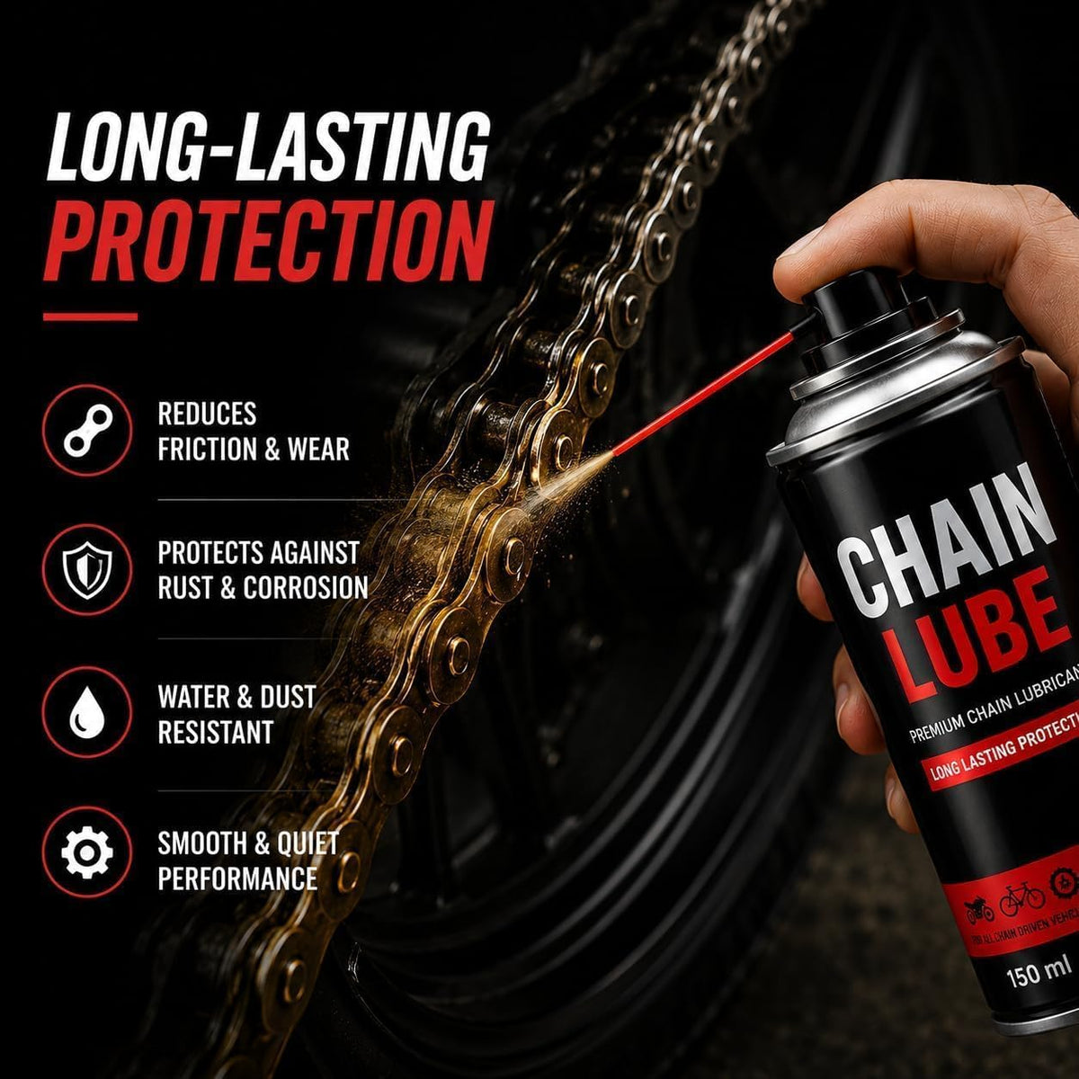 Bike Chain Cleaning Brush with Chain Cleaner (Set of 4, Multicolor)
