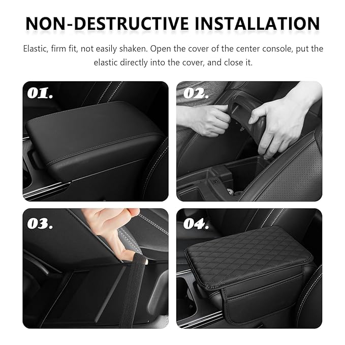 Car Armrest Cushion Pad with Side Pocket