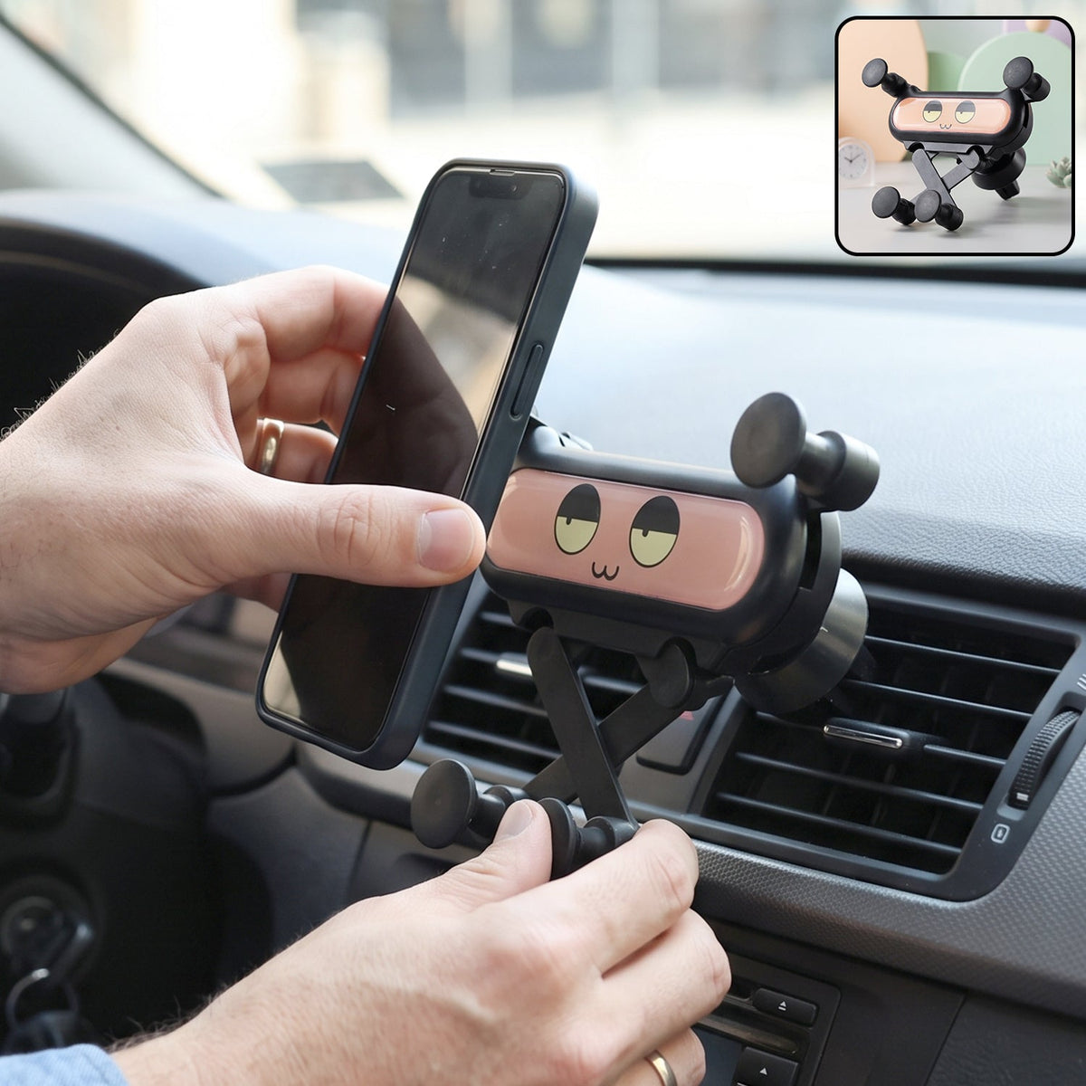 Cute Car Mobile Phone Holder With Air Vent Mount And Secure Grip Design (1 Pc)